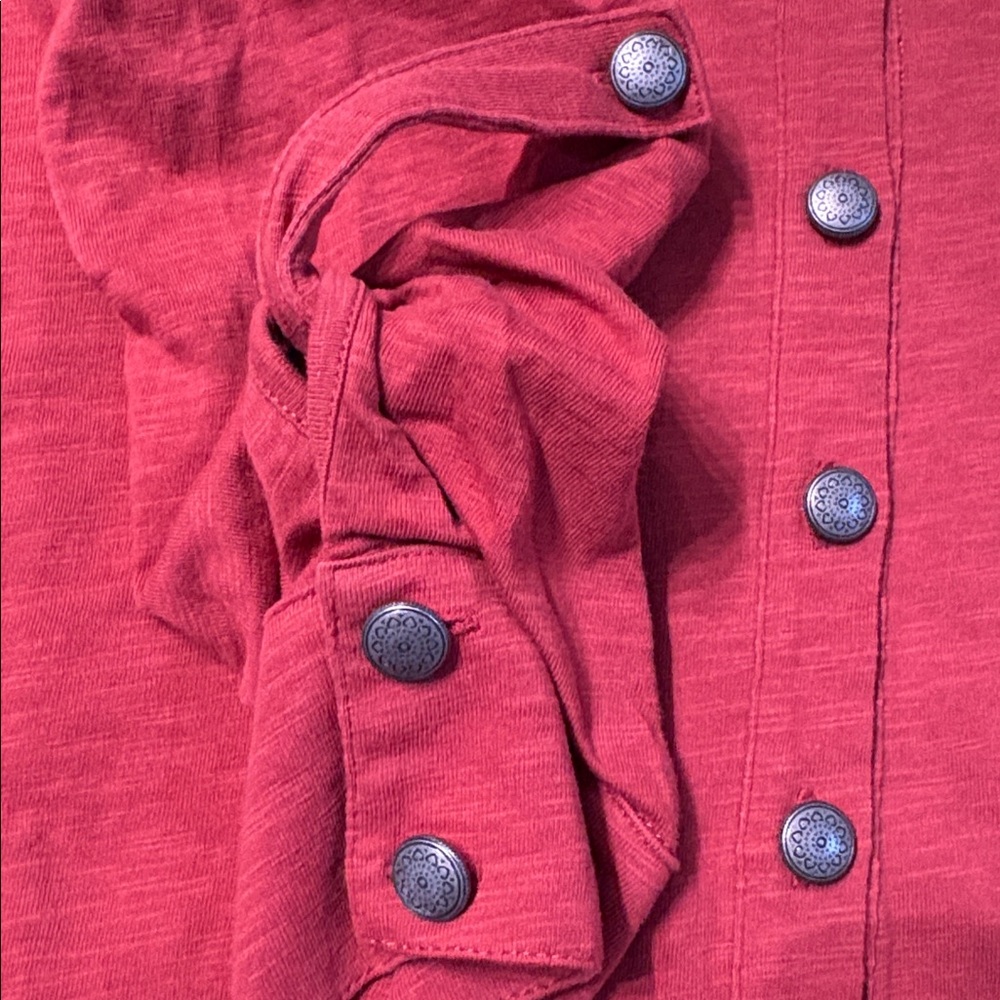 Soft Surroundings Rust Long Sleeve 100% Cotton Dress SZ M With Western Buttons - Picture 7 of 7
